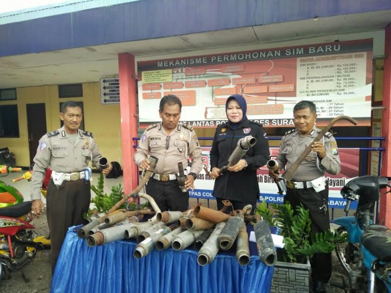 Gunakan Knalpot Brong, 53 Kendaraan Dirazia Polrestabes Surabaya