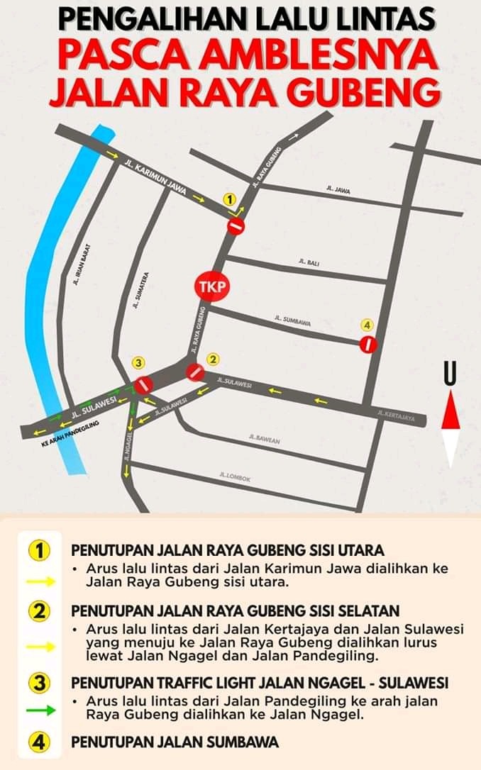 Jalan Raya Gubeng Ambles, Ini Pengalihan Arus Lalu Lintasnya
