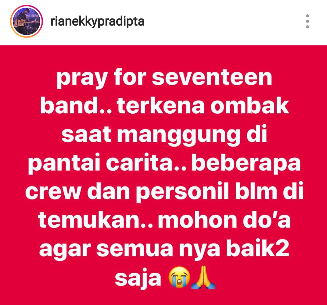 Band Seventeen Dikabarkan Jadi Korban Tsunami Selat Sunda