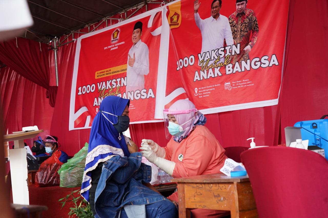 Gerindra Jatim Gandeng LSN Gelar Serbuan 1000 Vaksinasi di Jember