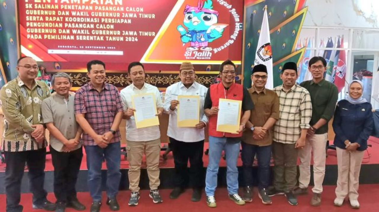Sah! KPU Jatim Tetapkan Tiga Paslon Pilgub 2024